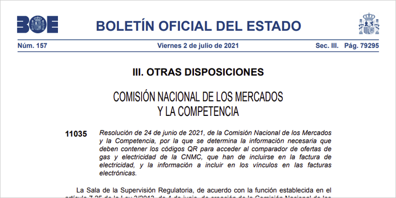 Publicación de la resolución en el BOE