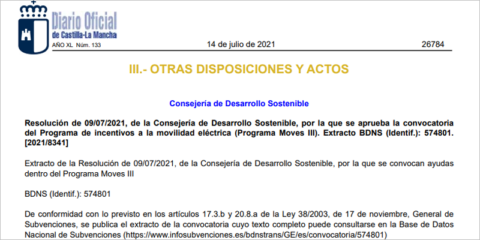 Convocadas en Castilla-La Mancha las ayudas del Plan Moves III para la movilidad eficiente y sostenible