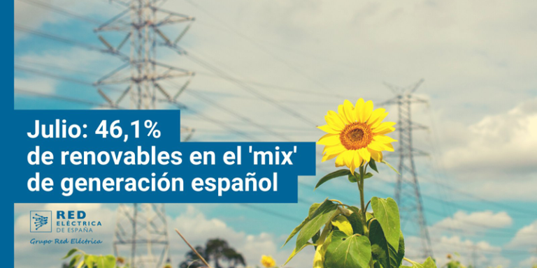 El 46,1% de la generación eléctrica de julio fue de origen renovable