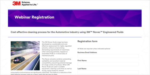 Webinar sobre los fluidos de ingeniería 3M Novec para el proceso de limpieza en la industria automotriz