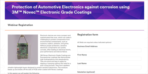 Webinar de 3M sobre revestimientos Novec para proteger la electrónica de automoción ante la corrosión