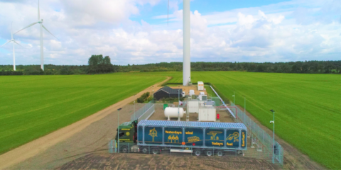 Nuevo prototipo alimentado por un aerogenerador que produce hidrógeno verde en Dinamarca