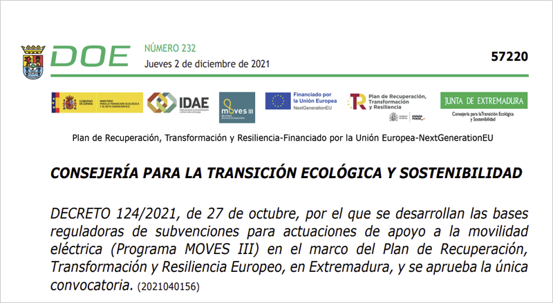 Publicación de las bases reguladoras en el Diario Oficial de Extremadura