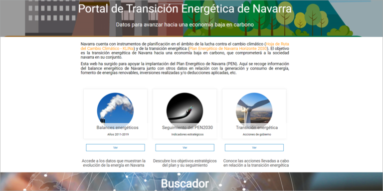 Web Portal de Transición Energética de Navarra. Datos para avanzar hacia una economía baja en carbono.