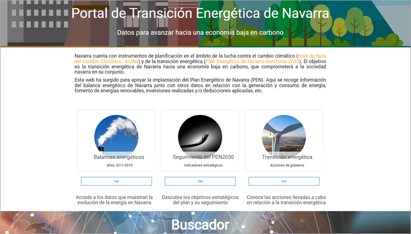 Web Portal de Transición Energética de Navarra. Datos para avanzar hacia una economía baja en carbono. 