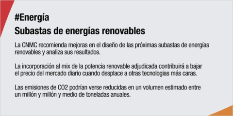 La CNMC analiza los resultados de la segunda subasta de renovables y su efecto en el mercado eléctrico