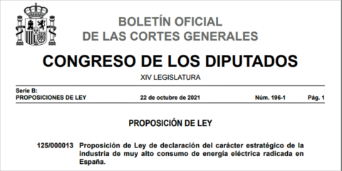 El Congreso apoya una proposición de ley para declarar estratégica a la industria electrointensiva