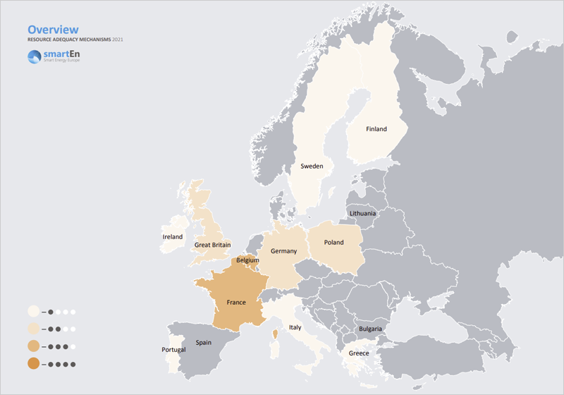 Mapa de Europa con los países analizados