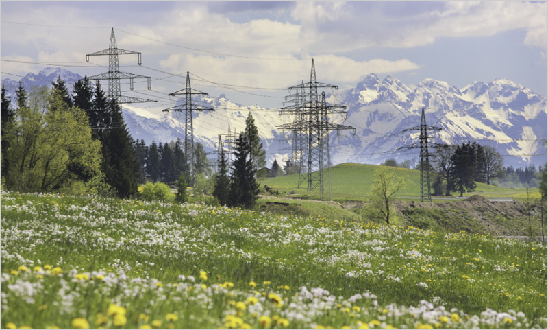 red eléctrica en Los Alpes