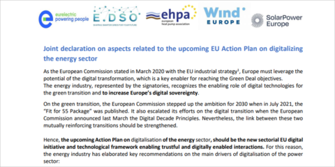 Declaración conjunta sobre el Plan de Acción de la UE para la digitalización del sector energético