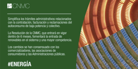 Nueva resolución de la CNMC para facilitar la contratación del autoconsumo de baja potencia y colectivo