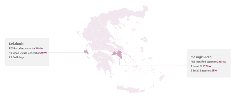 Mapa de Grecia con las demostraciones
