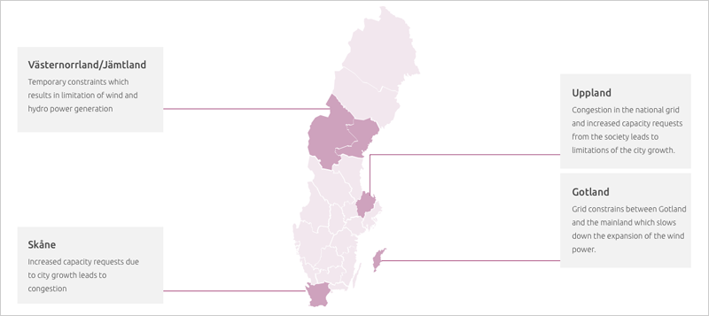 Mapa de Suecia con las demostraciones