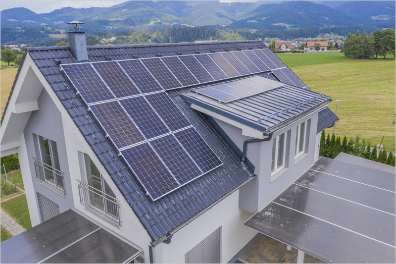tejado con energía solar