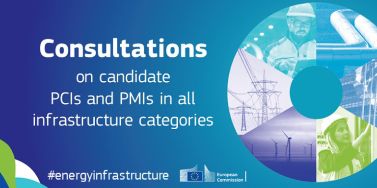Cartel de las consultas de la Comisión Europea sobre los proyectos de infraestructura energética candidatos a PCI y PMI