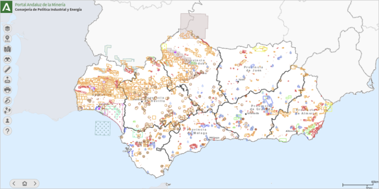 apa de los minerales críticos existentes en el territorio de Andalucía