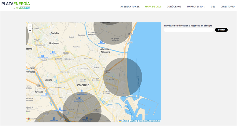 mapa interactivo de comunidades energéticas locales de la Comunidad Valenciana