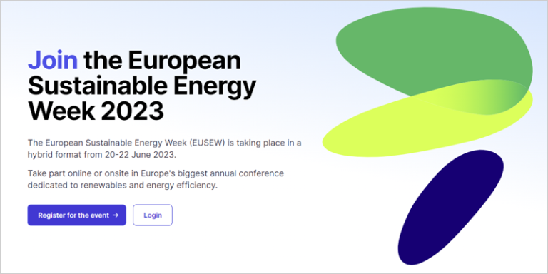 Cartel de inscripción a la Semana Europea de la Energía Sostenible 2023