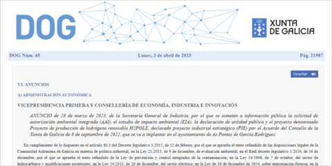 El proyecto de la planta de hidrógeno verde en As Pontes se somete a información pública