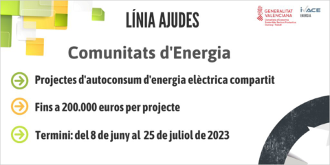 La Generalitat Valenciana abre las ayudas al autoconsumo eléctrico en comunidades energéticas