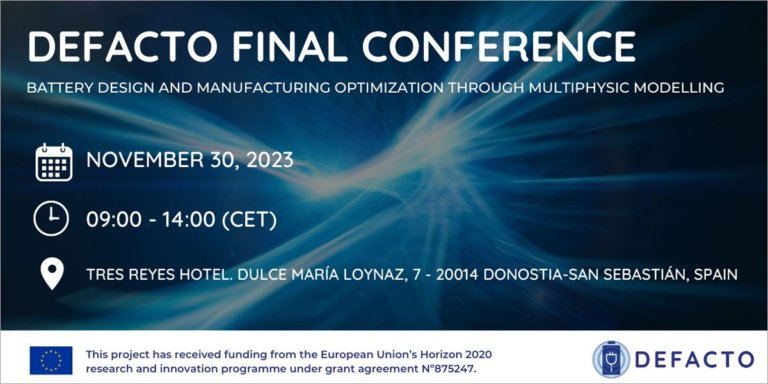 El proyecto europeo Defacto mostrará el 30 de noviembre sus resultados en las diferentes áreas técnicas como el modelado de baterías, simulación, rendimiento de celdas, optimización y herramientas analíticas.