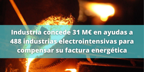 Resolución provisional de ayudas para conceder 31 millones a 488 industrias electrointensivas