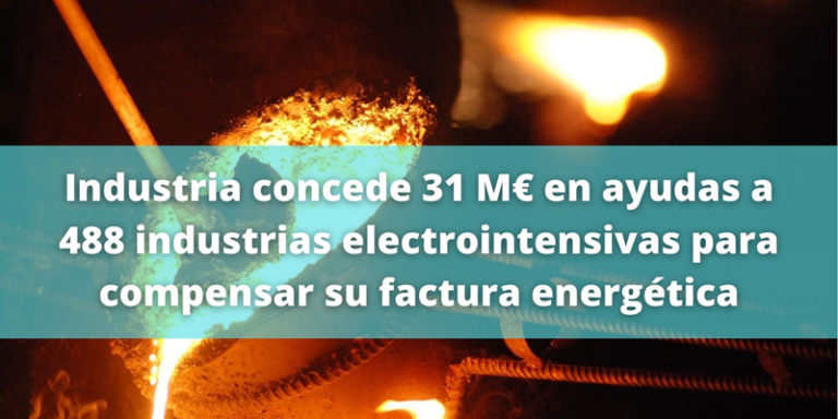 Publicada la resolución provisional de ayudas para conceder 31 millones a 488 industrias electrointensivas