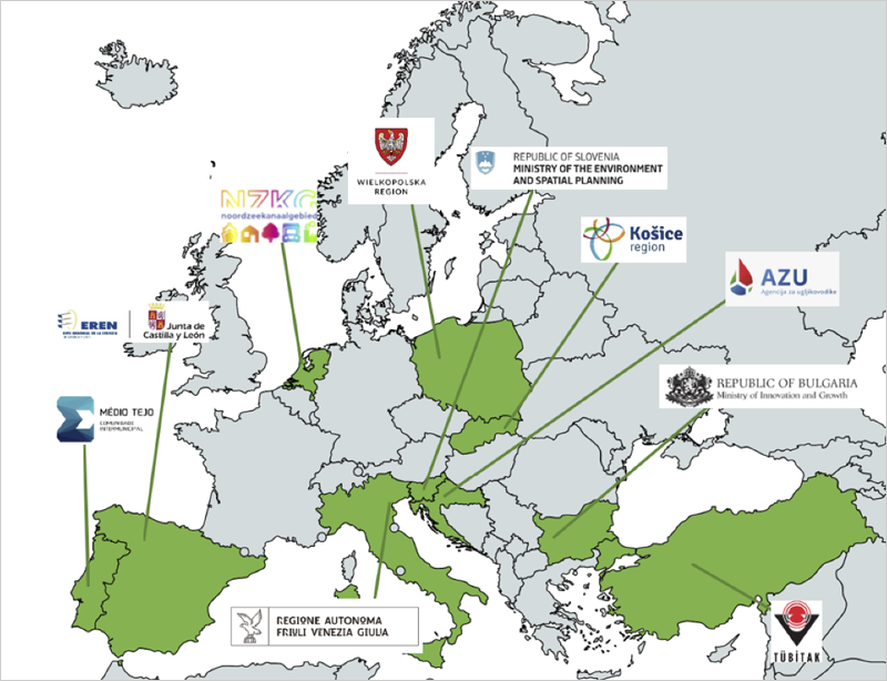 mapa de las autoridades seleccionadas