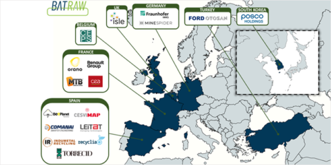 El proyecto Batraw consigue recuperar materias primas críticas de las baterías de vehículos eléctricos