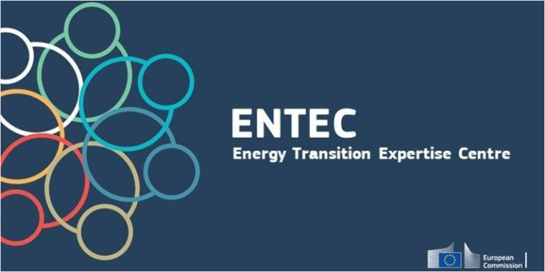 Cartel del Centro de Experiencia en Transición Energética (EnTEC) de la Unión Europea.