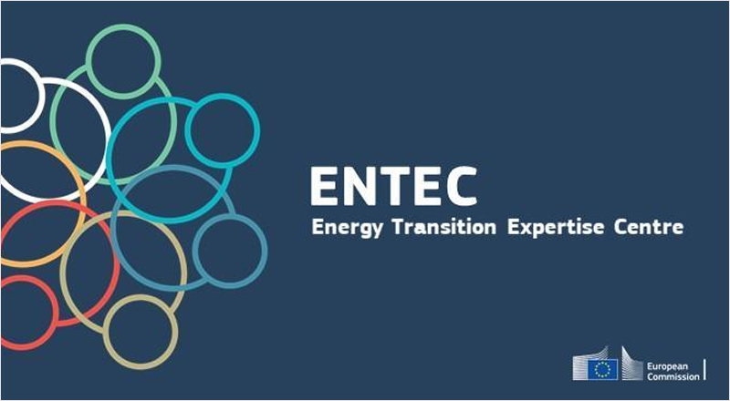 Cartel del Centro de Experiencia en Transición Energética (EnTEC) de la Unión Europea.