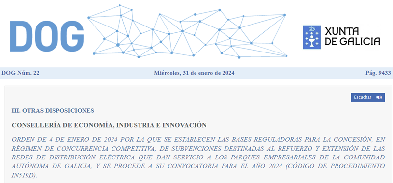 publicación en el Diario Oficial de Galicia 