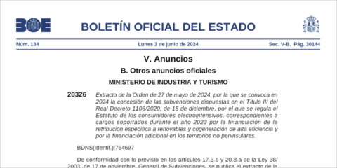 Abierta una nueva convocatoria de ayudas dirigidas a consumidores electrointensivos