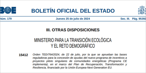 Las bases para proyectos singulares de comunidades energéticas incorporan 120 millones adicionales