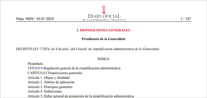 Decreto Ley de la Generalitat Valenciana.