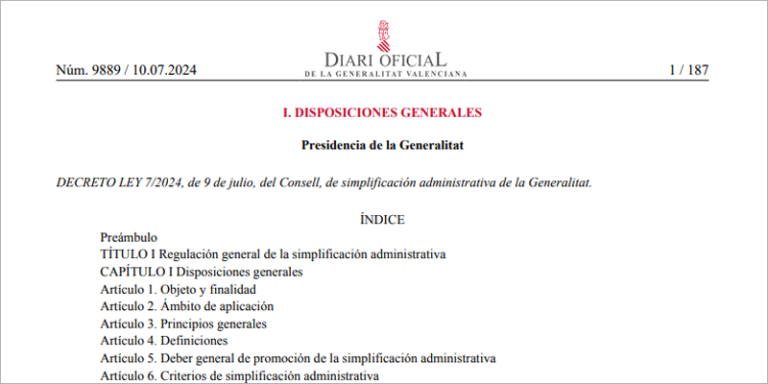 Decreto Ley de la Generalitat Valenciana.