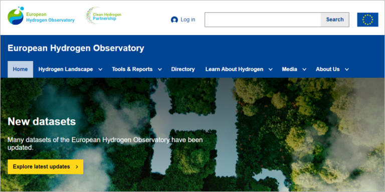 Web del observatorio Europeo del Hidrógeno.
