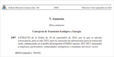 Subvenciones para energías renovables, redes inteligentes y almacenamiento en Canarias
