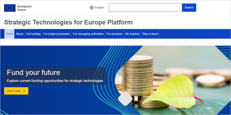 portal online de la Plataforma de Tecnologías Estratégicas para Europa