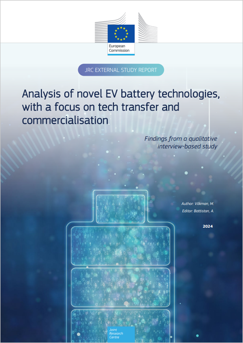 Portada de informe del JRC sobre baterías de vehículos eléctricos.