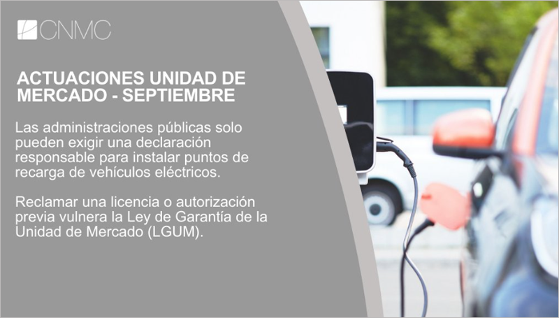 Las administraciones públicas solo pueden exigir una declaración responsable para instalar puntos de recarga de vehículos eléctricos.