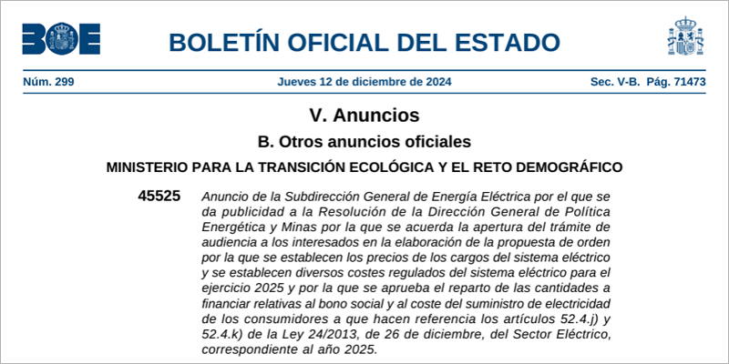 La resolución por la que se acuerda la apertura del trámite de audiencia a los interesados en la elaboración de la propuesta de orden se ha publicado en el BOE.