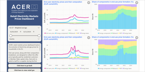 El panel de datos de ACER muestra una reducción del 5% en los precios de la electricidad para los hogares