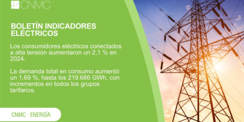 Aumentan un 2,1% en 2024 los consumidores eléctricos conectados a alta tensión en España
