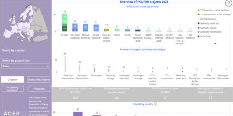 ACER analiza los proyectos de interés común y de interés mutuo de electricidad e hidrógeno en la UE
