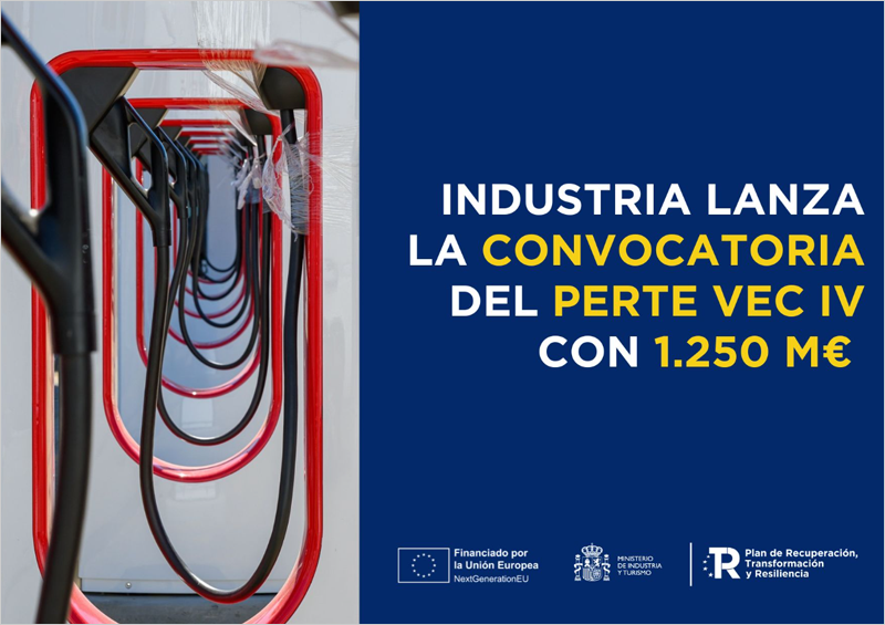 El Ministerio de Industria y Turismo lanza la cuarta convocatoria del PERTE VEC dotada con 1.250 M€