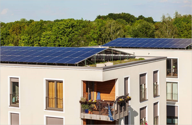 Viviendas con placas solares.