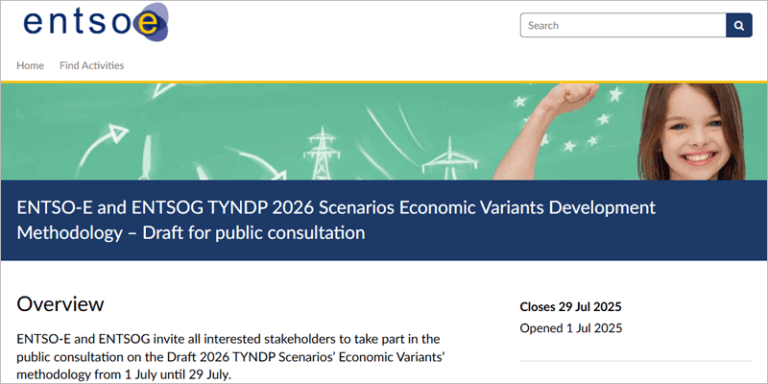 Consulta pública sobre la metodología de las variantes económicas de los escenarios del TYNDP 2026