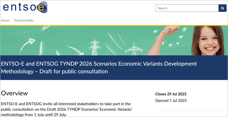 Consulta pública sobre la metodología de las variantes económicas de los escenarios del TYNDP 2026