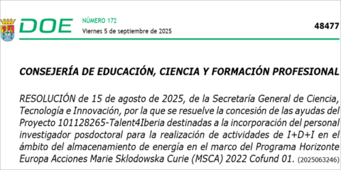 El programa Talent4iberia se pone en marcha en Extremadura para la I+D+i en almacenamiento energético